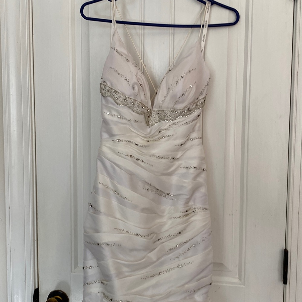 🐭 Womens White Silver Formal Gown Party Dress  Studio 17 2
